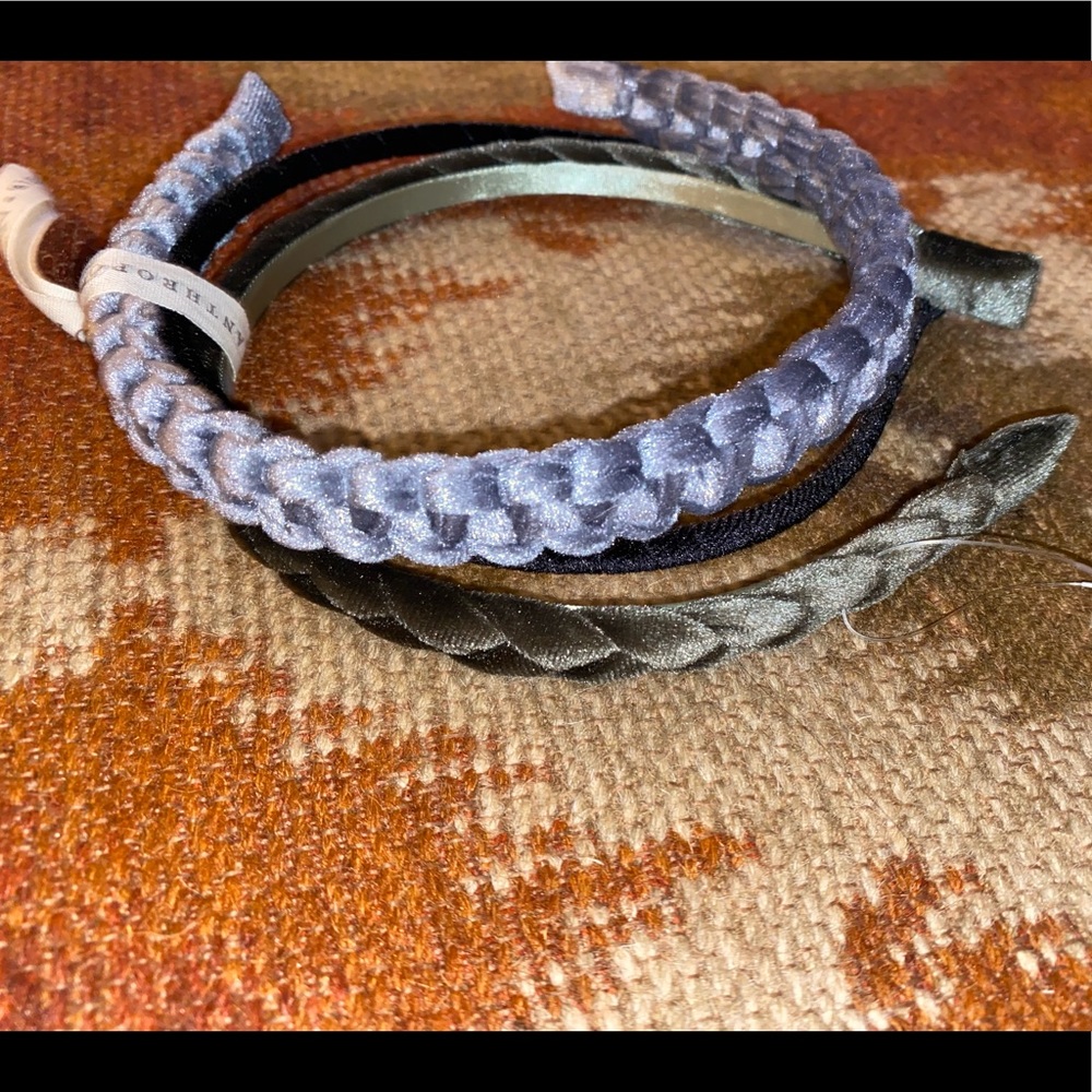 Anthropologie Braided Velvet  Headband Set